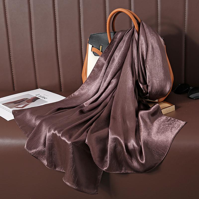 Large Size Silkly Stain Scarf Women Plain Foulard Femme Luxury Hijab Long Bandana Evening Party Dress Shawls and Wraps