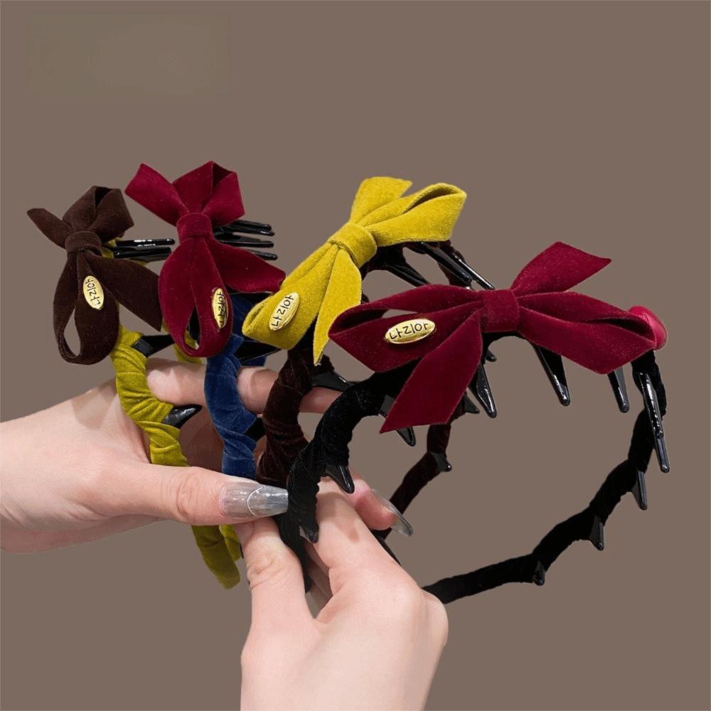 Non-slip Hair Bands Flocking Hair Accessories Bow Headband  New Year Hair Styling Accessories