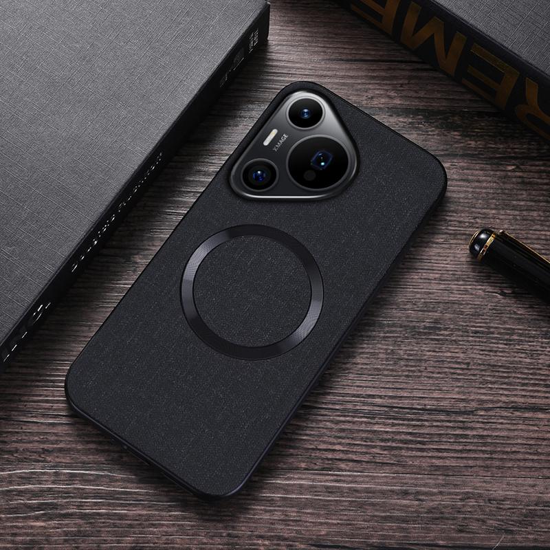 

For Huawei Pura 70 Case Compatible with MagSafe TPU+Cloth Protective Cover Black