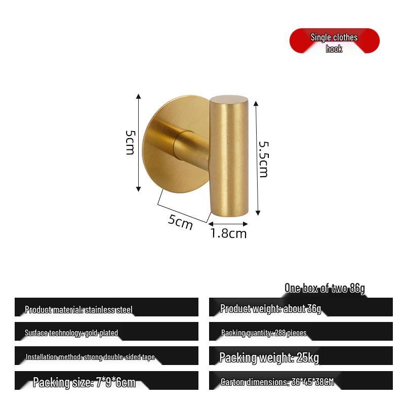 Stainless Steel Adhesive Wall-Mounted Hook for Clothes & Hats