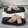 New buckle cool slippers beach rivet slippers cross summer fashion casual outerwear women's thick bottom