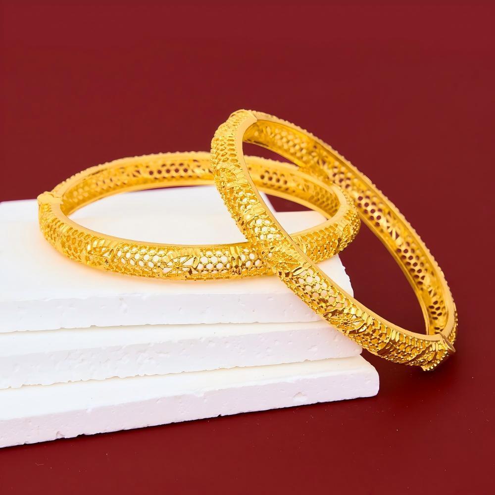 24K Gold Plated Women's Fashion Bracelet - Middle Eastern Style Open Bangle