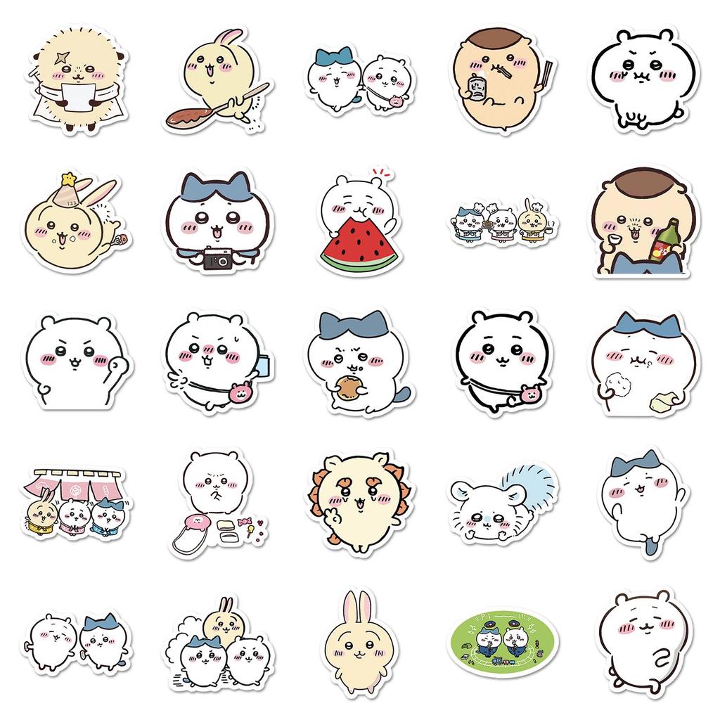 Chiikawa Cute Cartoon Graffiti Stickers - 50 Sheets for Decor, Guitar, Phone Cases, and Mochi
