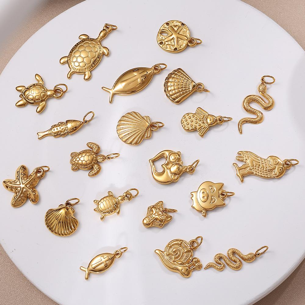 Stainless Steel Turtle Starfish Marine Life Pendant Plated Jewelry Accessories Diy Pendant Necklace
