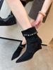 French Niche Pointed Toe Heel Stacking Boots Western Cowboy Boots Women's 2025 Medium Boots Riveted Thin Short Boots
