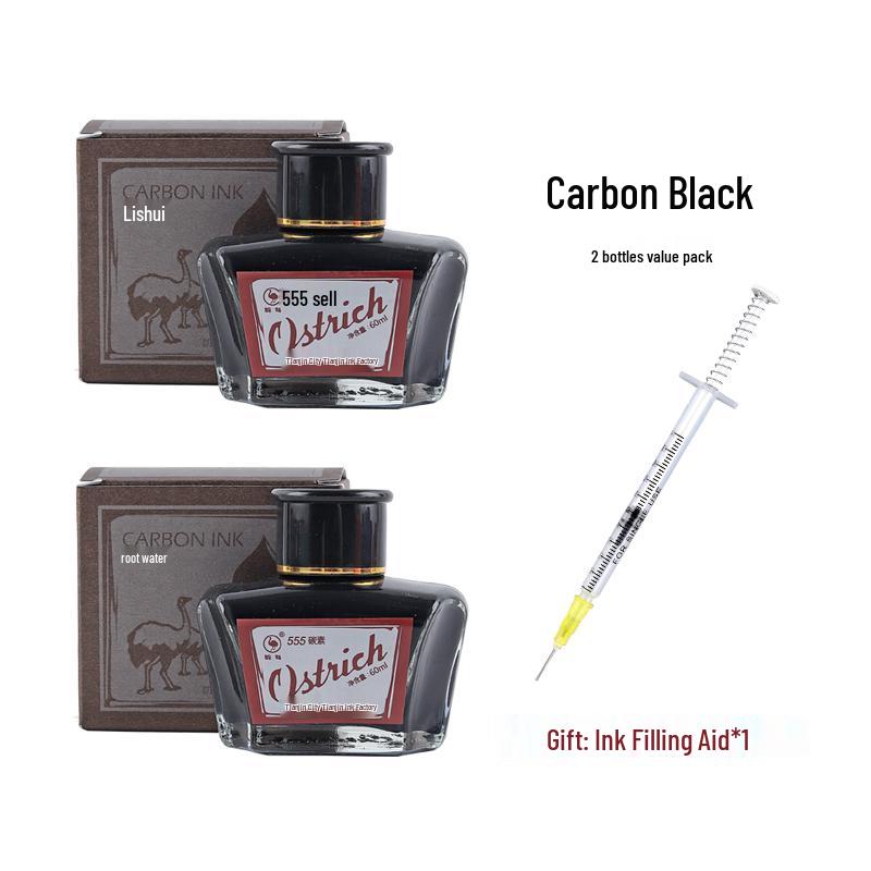 Ostrich Ink Series: Set of 3 Waterproof, Erasable Fountain Pen Inks - Red, Black, Pure Blue