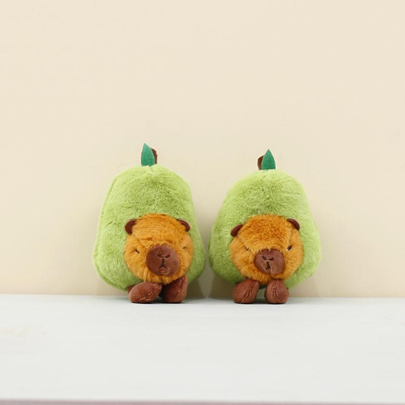 Cute Avocado Capybara Plush Toy Keychain Adorable Soft Stuffed Animal Doll Accessory