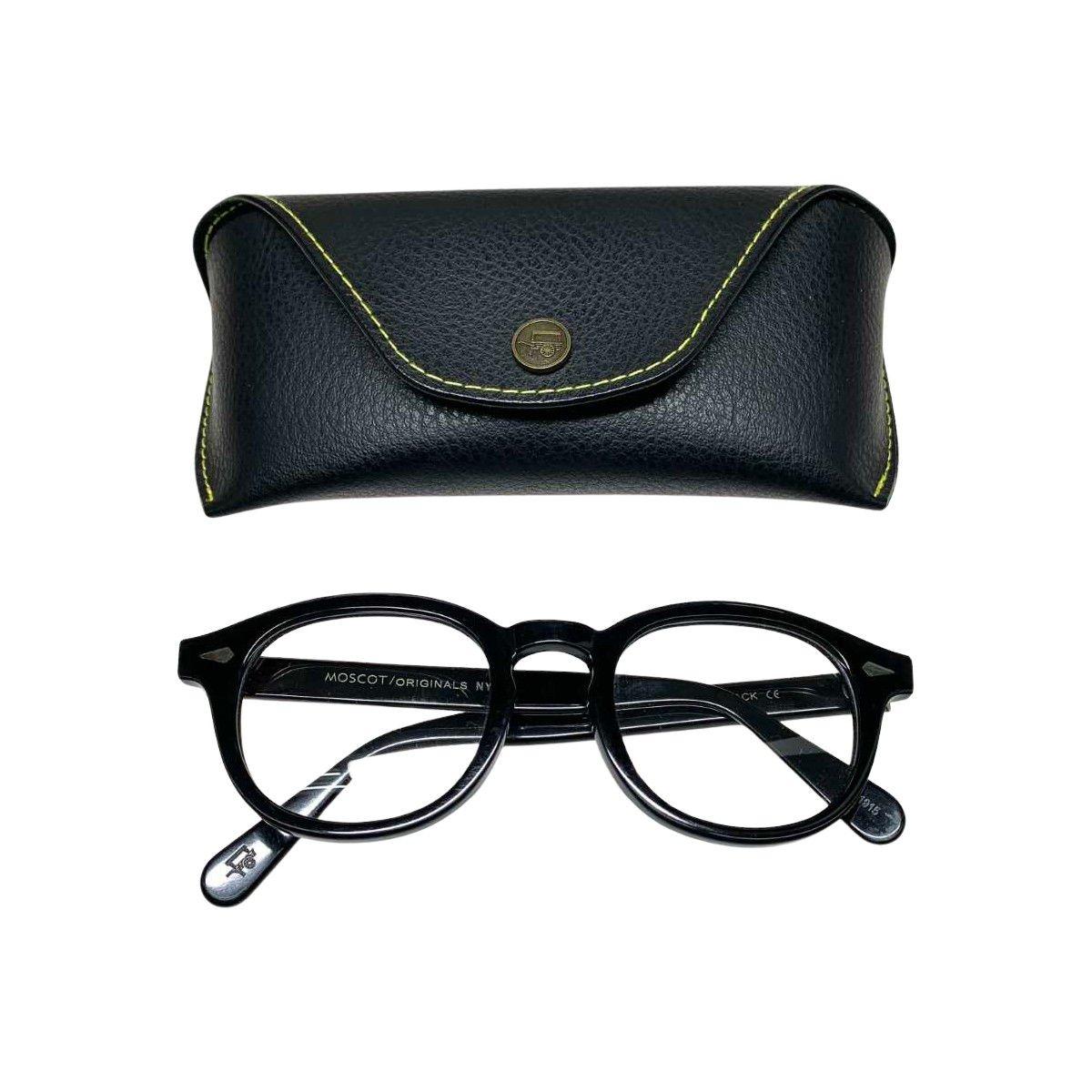Used MOSCOT Eyewear Glasses LEMTOSH with Case 49 24-145 Black