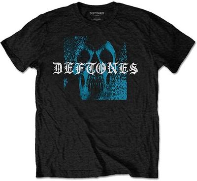 Herren Deftones Static Skull (Zurück drucken) Schmal geschnittenes T-Shirt Schwarz