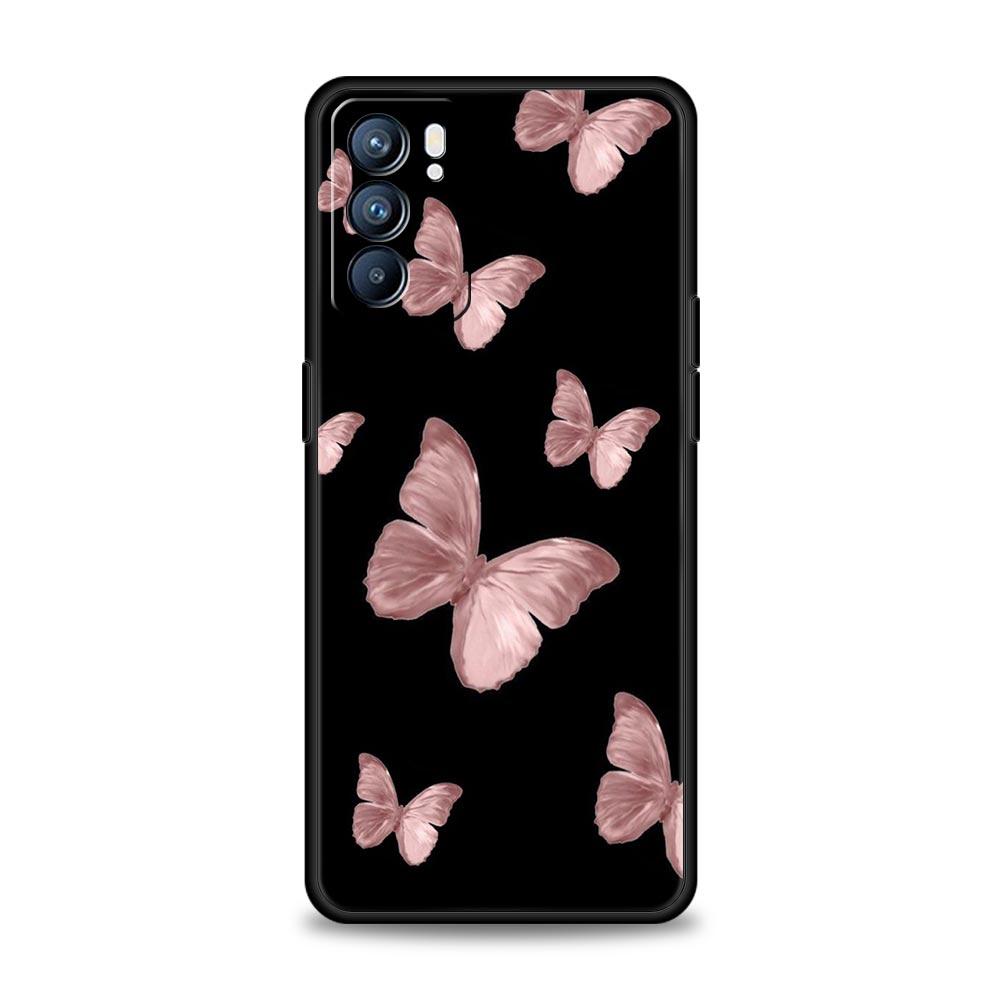 Gold Pink Rose Glitter Hearts Case For Oppo A54 A53 A52 A15 A95 A16 A78 A79 A80 A98 4G Find X5 X6 Reno10 12 13 F Pro 5G Cover