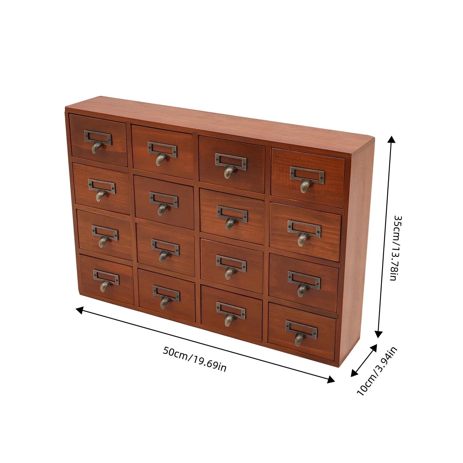 

Аптечный шкаф с 16 ящиками, Шкаф-каталог библиотечных карточек, Аптечка, Винтажная мебель, Деревянный органайзер для ящиков письменного стола коричневый