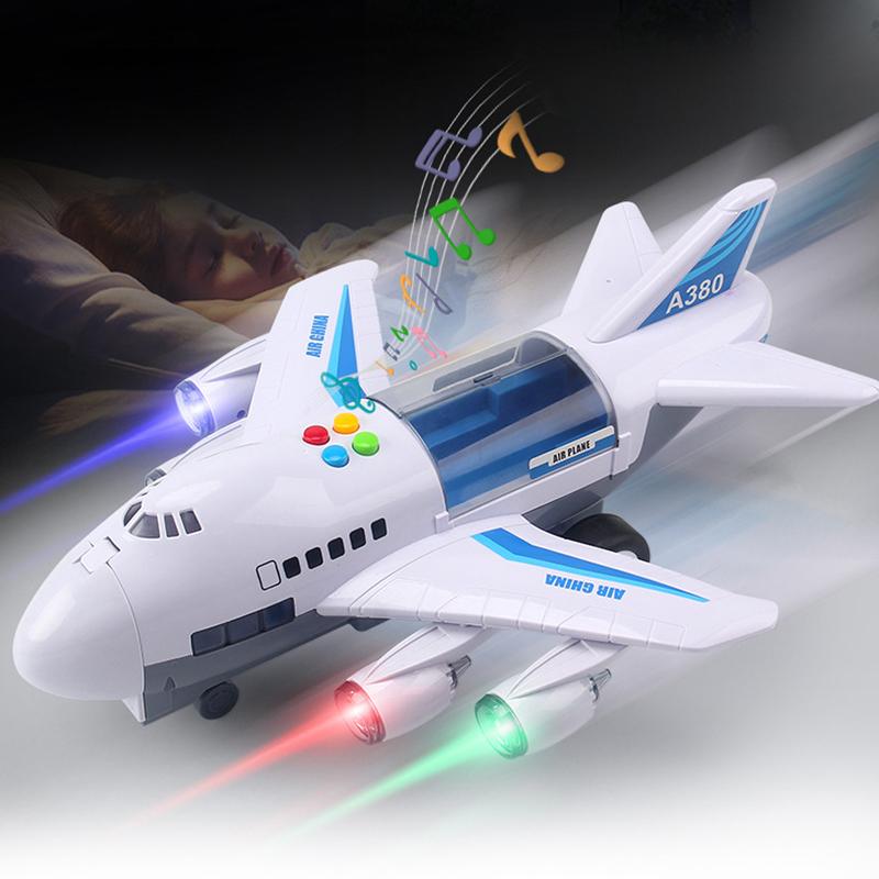 Non-Toxic Simulation Track Inertia Airplane Music Stroy With Lighting Plane Passenger Plane Toy Diecasts Car Children Educational Toy Kids Gift