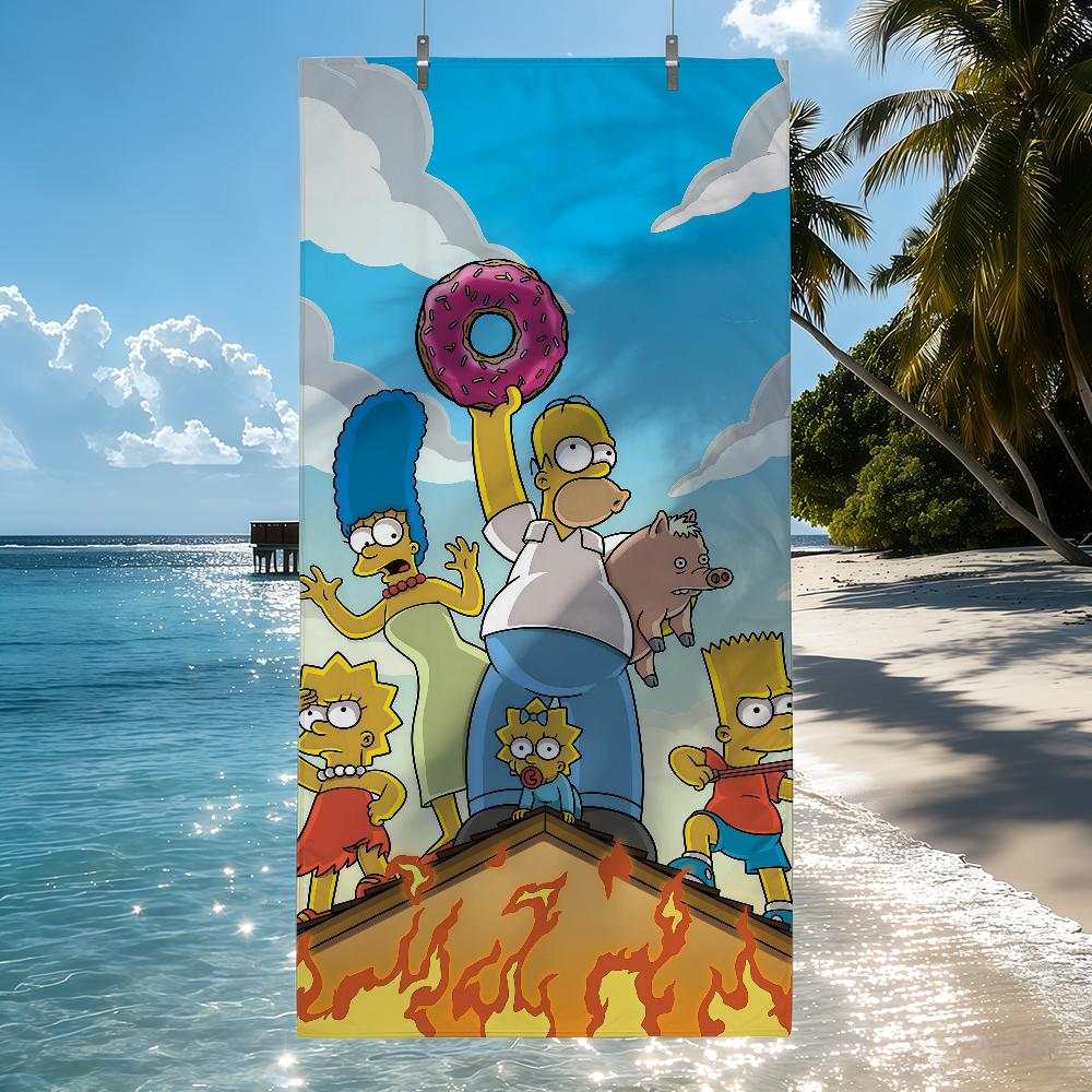 Cartoon Towel Beach Towel Travel Lightweight Skin Friendly The S-Simpsons For Pool Beach Camping Cruise Summer