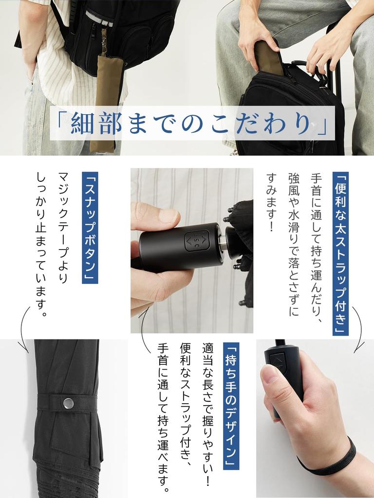 KIZAWA Folding Carbon Automatic Level 5 Water Includes Cover Umbrella, Shape-Resisting, Ultra-Lightweight Fiber, 195g, One-Touch Open/Close,