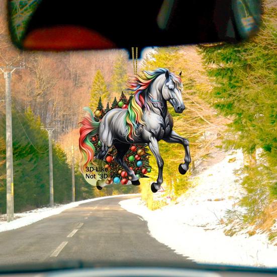 6 Buc. Ornament de Crăciun Cal pentru Pom Decor Agățat Acrilic 2D Cadou pentru Iubitorii de Cai Decorațiune Elegantă Suvenir de Sărbătoare