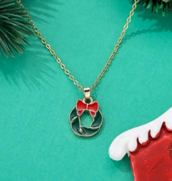 Cross-border Christmas Wish Tree Snowman Reindeer Bells Necklace