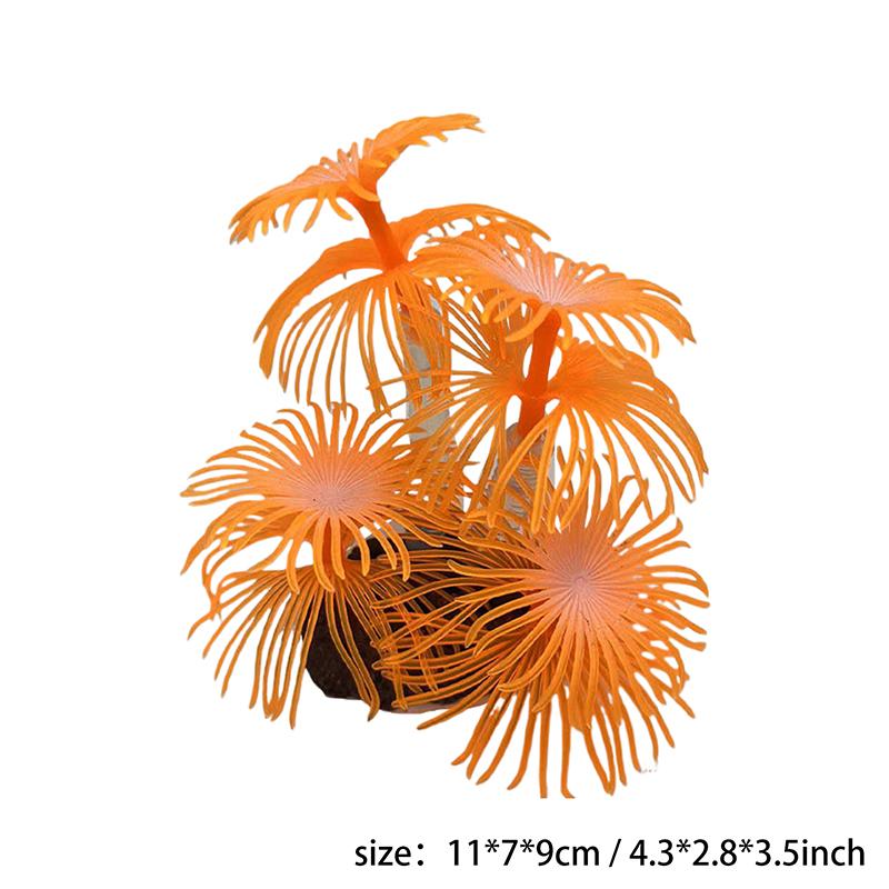 

Coralline Искусственные украшения для аквариума с рыбками Искусственные растения TPR для аквариума Коралловые украшения для аквариума Ландшафтный аквариум оранжевый