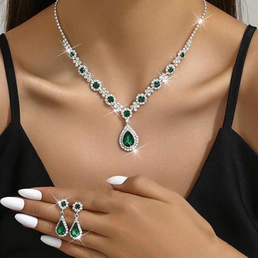 Premium Pendant Necklace Fashionable Dangle Earrings Wedding Jewelry Set  Valentine Day Gift