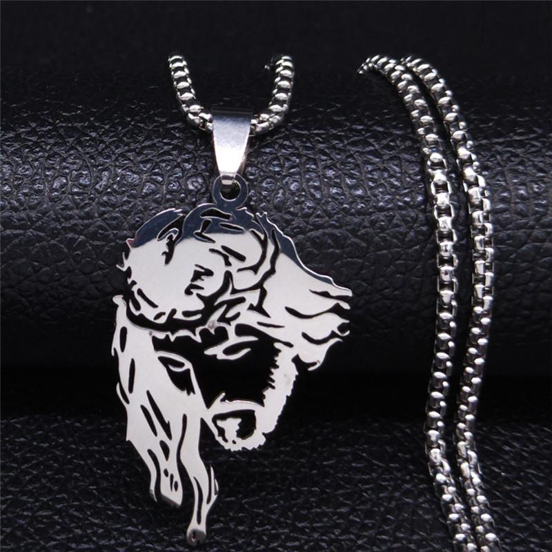 Stainless Steel Catholic Jesus Cross Pendant Necklace for Women Men Gold Color Holy Christian Chain Jewelry collar N7022S02