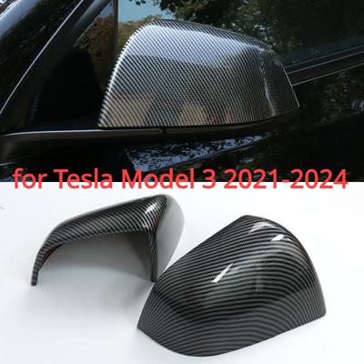 Für Tesla Modell 3 Highland 2024 Außenzubehör Seitentür Rückspiegelabdeckung Carbonfasermuster Rückspiegelgehäuse Model3