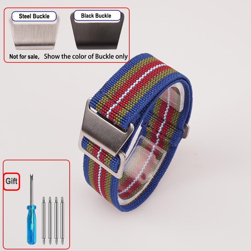 60s French Troops Parachute Bag Elastic Watch Strap 18 20mm 22mm Nylon Watchbands Man's Universal Ballistic Fabric Wristband