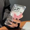 Square Back Tube Protection Clear Case For iPhone 13 11 16 ProMax 12 14 Pro Max 15 Plus Anti-Oxygen,Pink Butterfly Pattern Casing