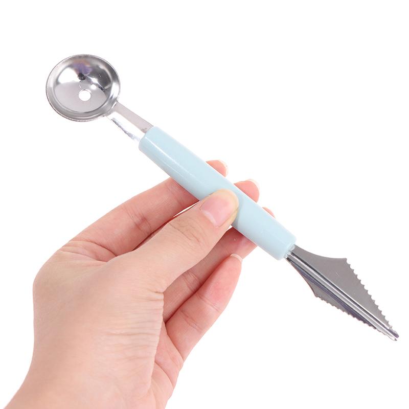 2 In1 Stainless Steel Carving Knife Fruit Ice Cream Baller Scoop Stacks Spoon