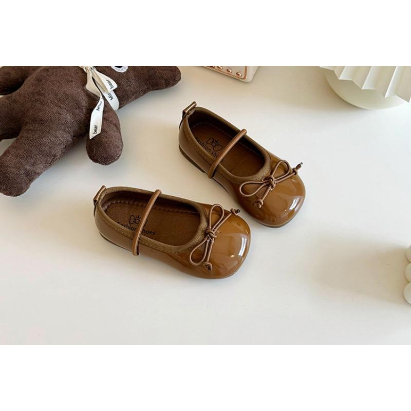 Girls Korean Style Bow Decorated Princess Leather Shoes