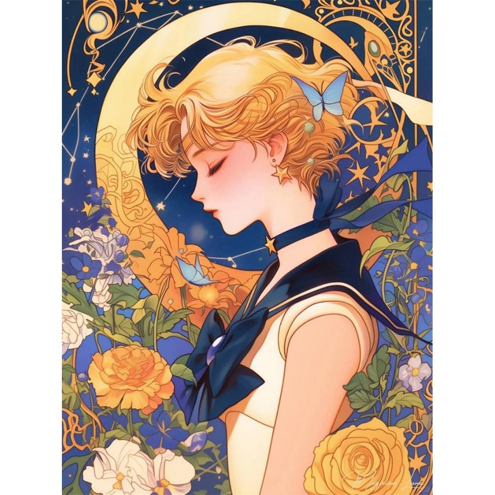 Cartoon Girl Diamond Painting Beauty Girl Warrior Sticking Embroidery Handmade DIY Mosaic Home Decoration Gift