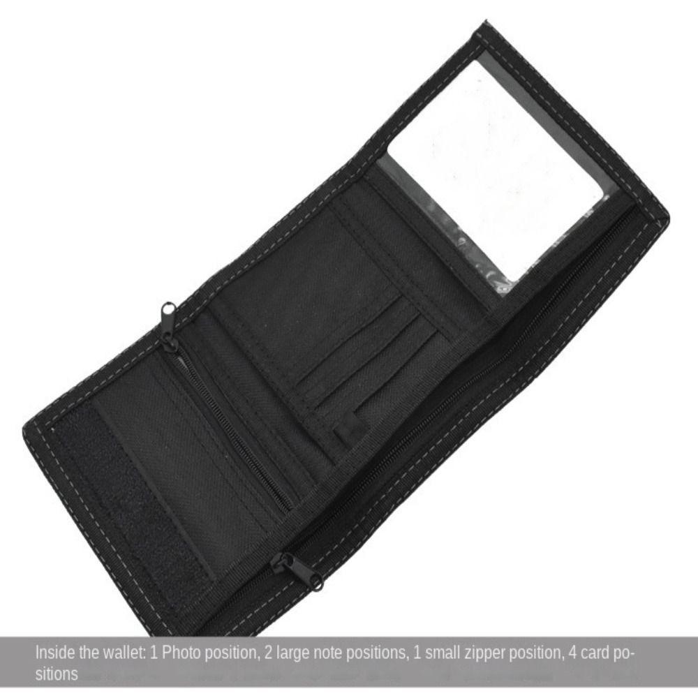 Touch Fastener Men's Short Wallet Black 3 Fold Purse Vertical Design Male  Coin Pocket  Daily Use