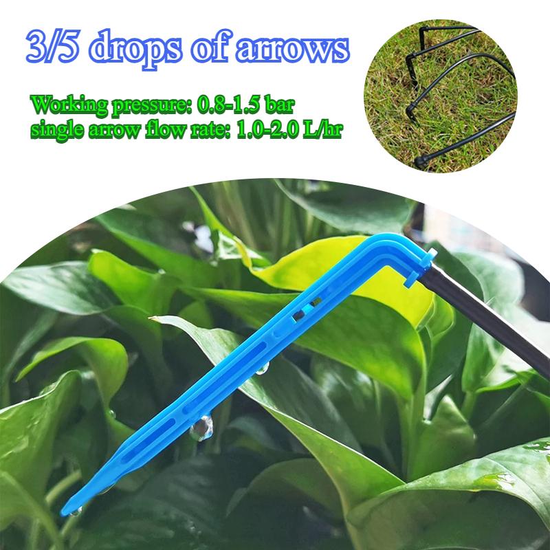 

Greenhouse Garden 20PCS Bend Drip Arrow Dripper Micro Drip Irrigation Kit Emitter fit 3/5mm Hose Watering Saving Dripper Flowers black*1