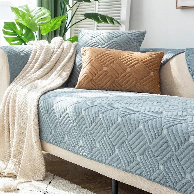 Husă de canapea din pluș, de culoare uni nordică, de înaltă calitate, anti-alunecare, pernă de canapea, prosop de canapea, husă de canapea, decor pentru sufragerie.