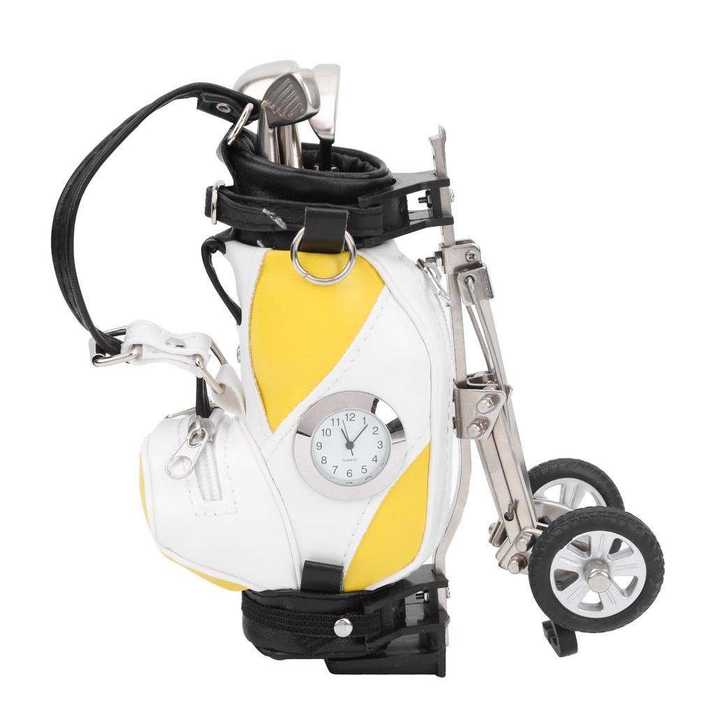 Stolní golfová sada per 3 kuličková pera a mini taška slitina zinku golfová taška na pera s hodinkami