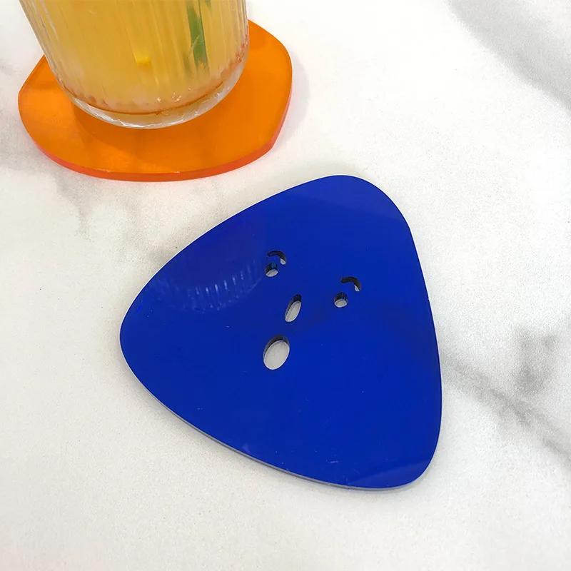 

Acrylic Coasters Blue Shaped Ins Waterproof and Heat Resistant Cups Mats Reusable Hot Pad Table Protector Kitchen Item Accessory