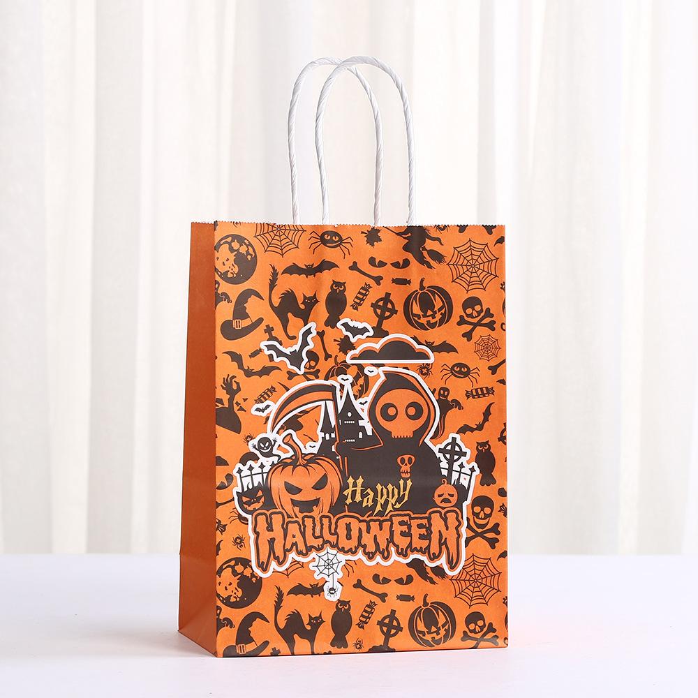 StoBag, Happy Spooky Halloween Gift Bags, Carrying Candy Snack, for Party Supplies, Trick or Treat, Reusable Paper, 12/30pcs