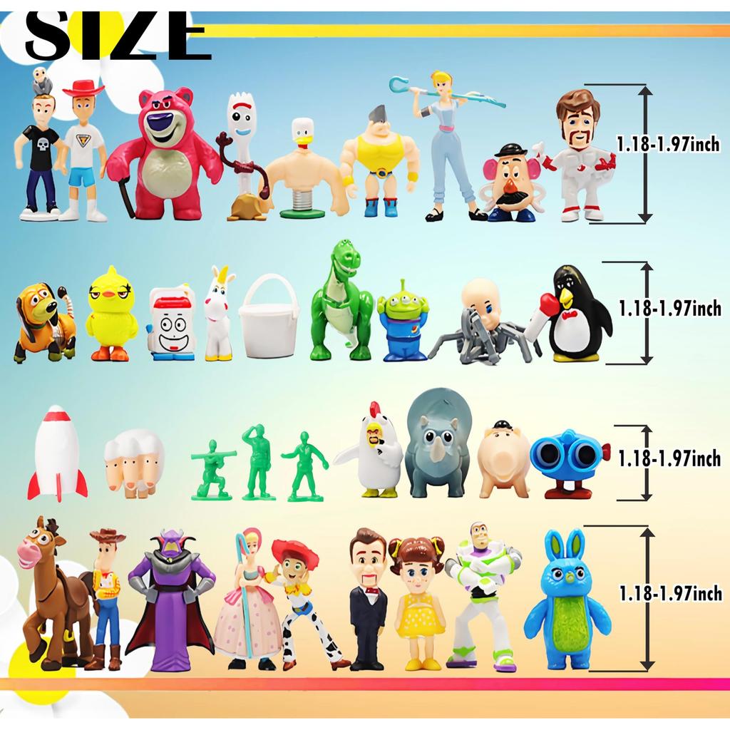 Set of 36 Anime Character Figurines, Multicolor Collection, 5cm Height, Desktop Decorations