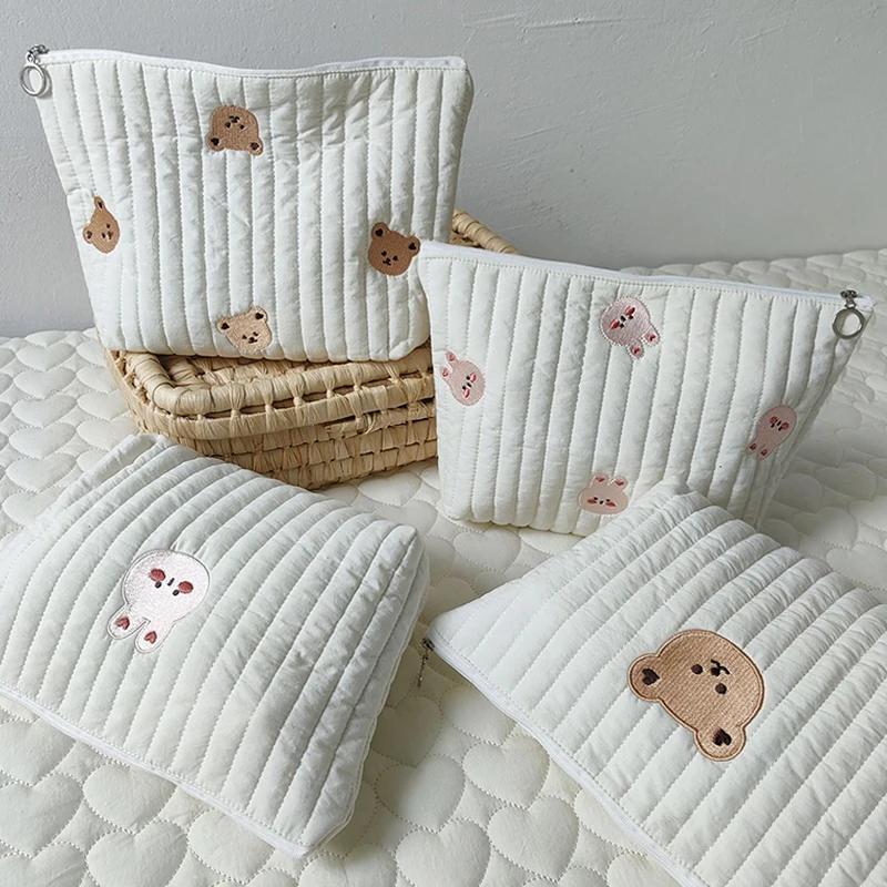 1pc Mommy Bag Cute Print Embroidery Mommy Bag Zipper Newborn Baby Diaper Bag Nappy Pouch Travel Stroller Storage Bags