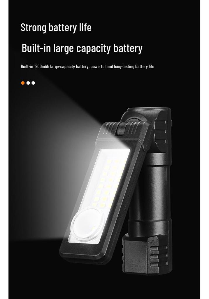 Dual-Sided COB Folding Work Light with Strong Magnet, High Brightness, and Emergency Flashlight Function