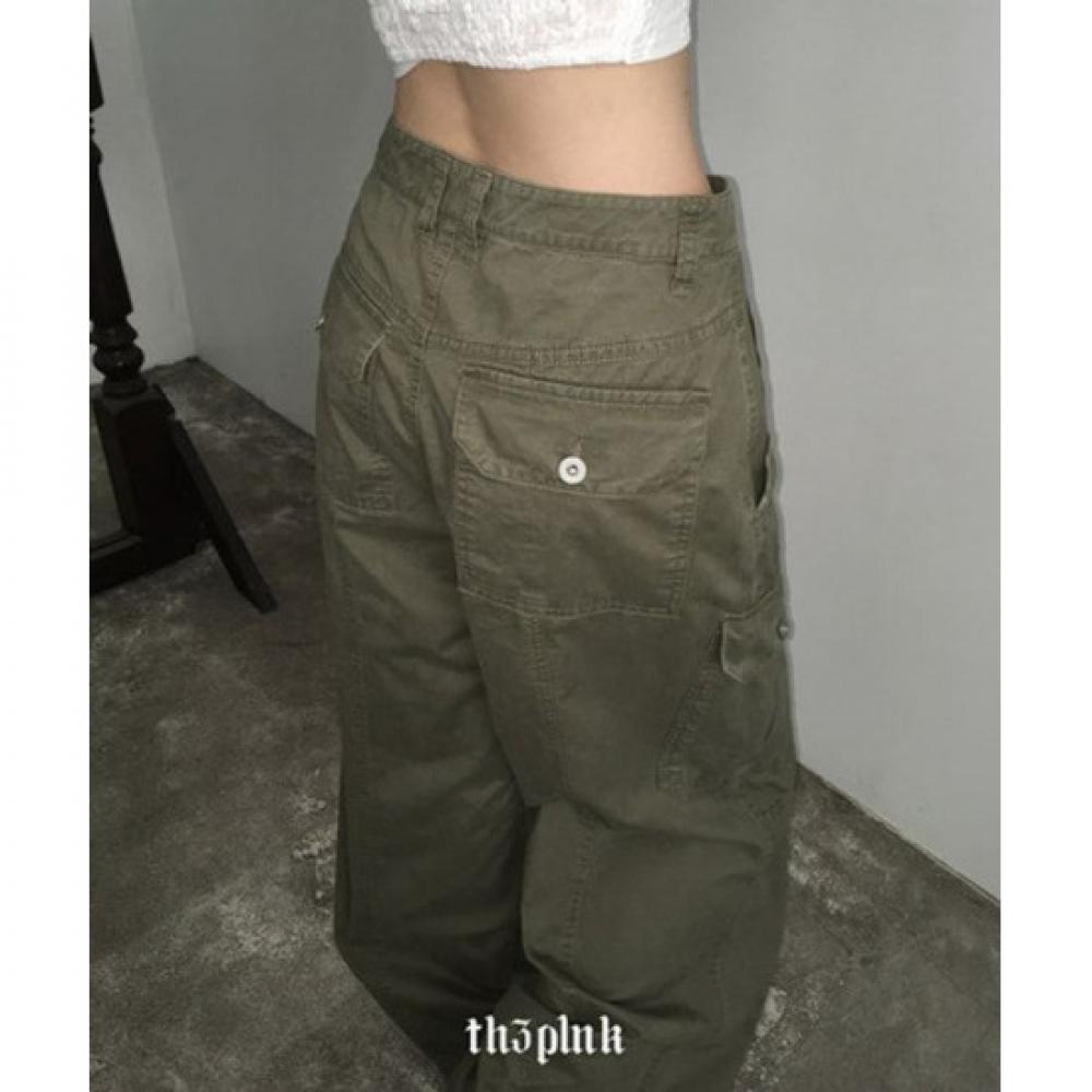 The Pink Vintage Pigment Washed Wide Cargo Pants