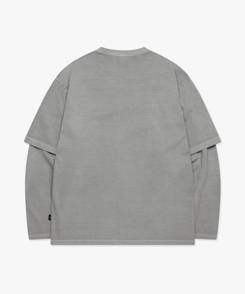 LMC Overdyed Layered Long Slv Tee Gray
