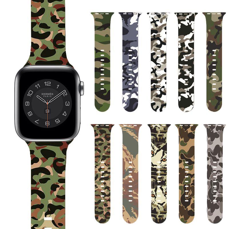 Camouflage Camo Armband für Apple Iwatch 7 6 Se 5 4 3 2 1 Band Stoßfest und Leicht