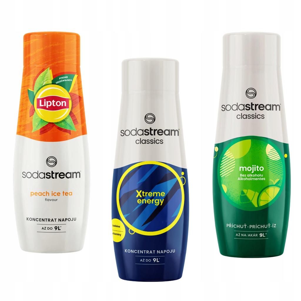 Set mit 3 Sodastream Lipton Eistee Pfirsich + Energy + Mojito Konzentraten
