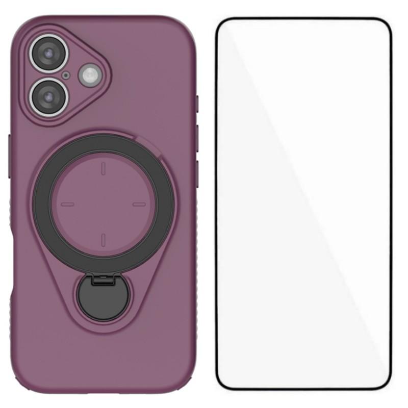 For iPhone 17 Case with Tempered Glass WANLONFENG JH Series PC TPU Kickstand Phone Cover