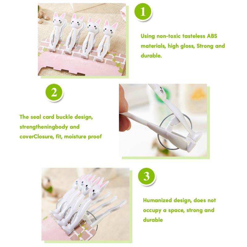 4 szt. Plastikowe klamerki do prania w kształcie kotów Klipsy do ubrań Kreskówkowe klipsy do ręczników plażowych Klips do pościeli skarpetek Wiatroszczelne klipsy do prania do domu