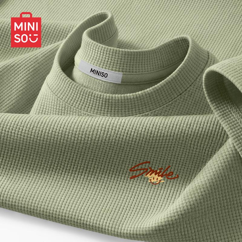 MINISO Men's Relaxed Fit Waffle T-Shirt