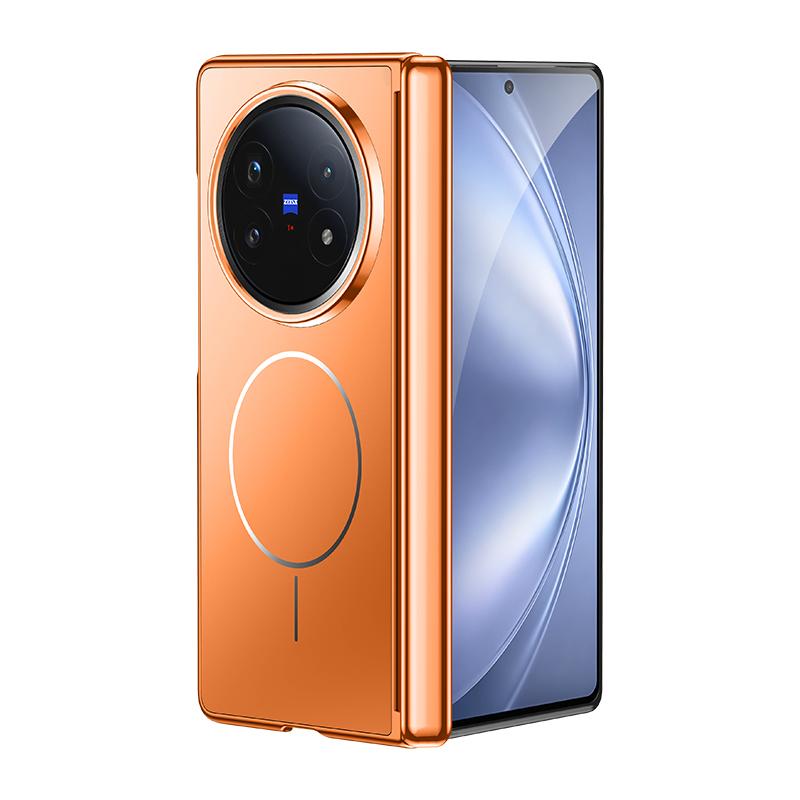 For Vivo X Fold 5 Case Premium Electroplating Central Axis Hinge Protection Magnetic Wireless Charging Hard Back Cover Shell