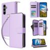 For Samsung Galaxy S25+/S24+ Case Zipper Pocket PU Leather Cover with 9 Card Slots