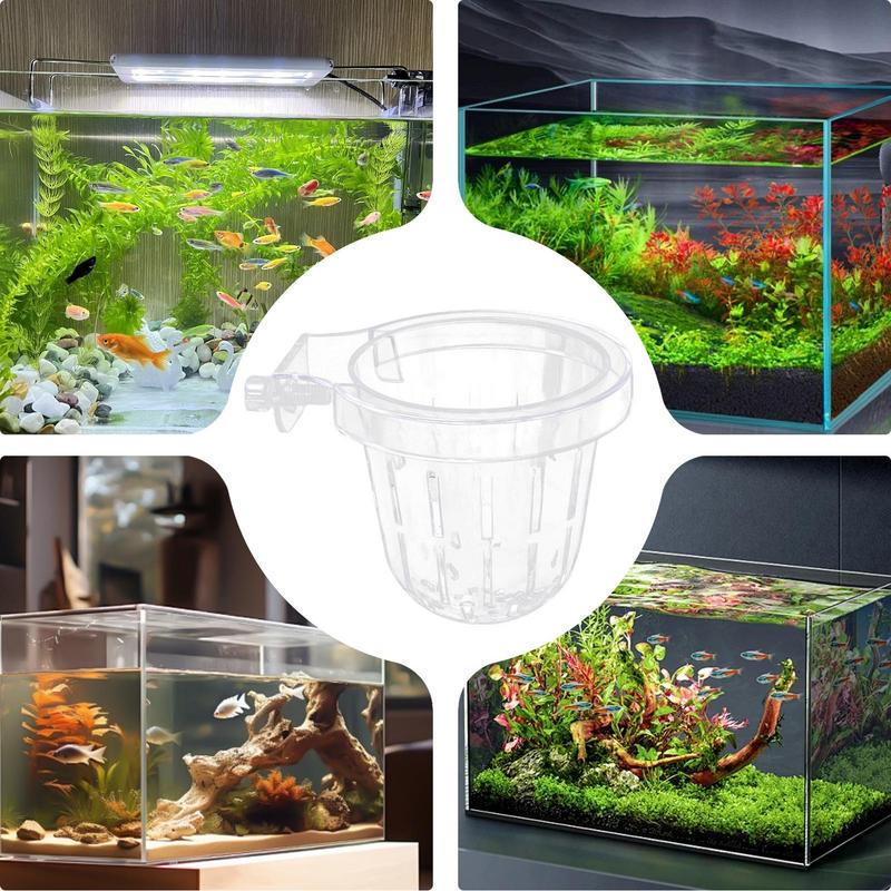 Panier de plante hydroponique transparent support de plante d'aquarium suspension supérieure pot de fleur d'aquarium tasse de pot de fleur d'aquarium