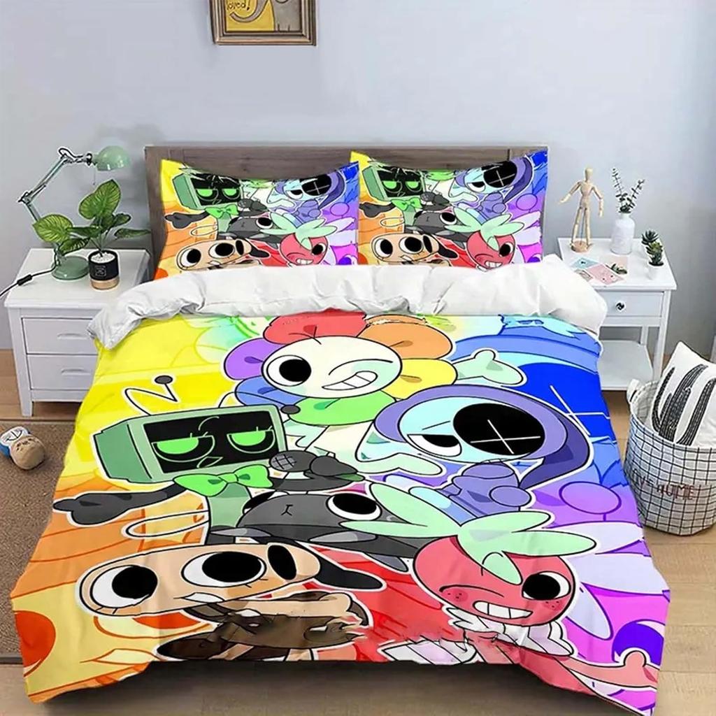 Dandy's World Bedding Set Cartoon Game 3D Printed Duvet Cover Set with Pillowcases Soft Bedclothes Boy Girl Kids Birthday Gift