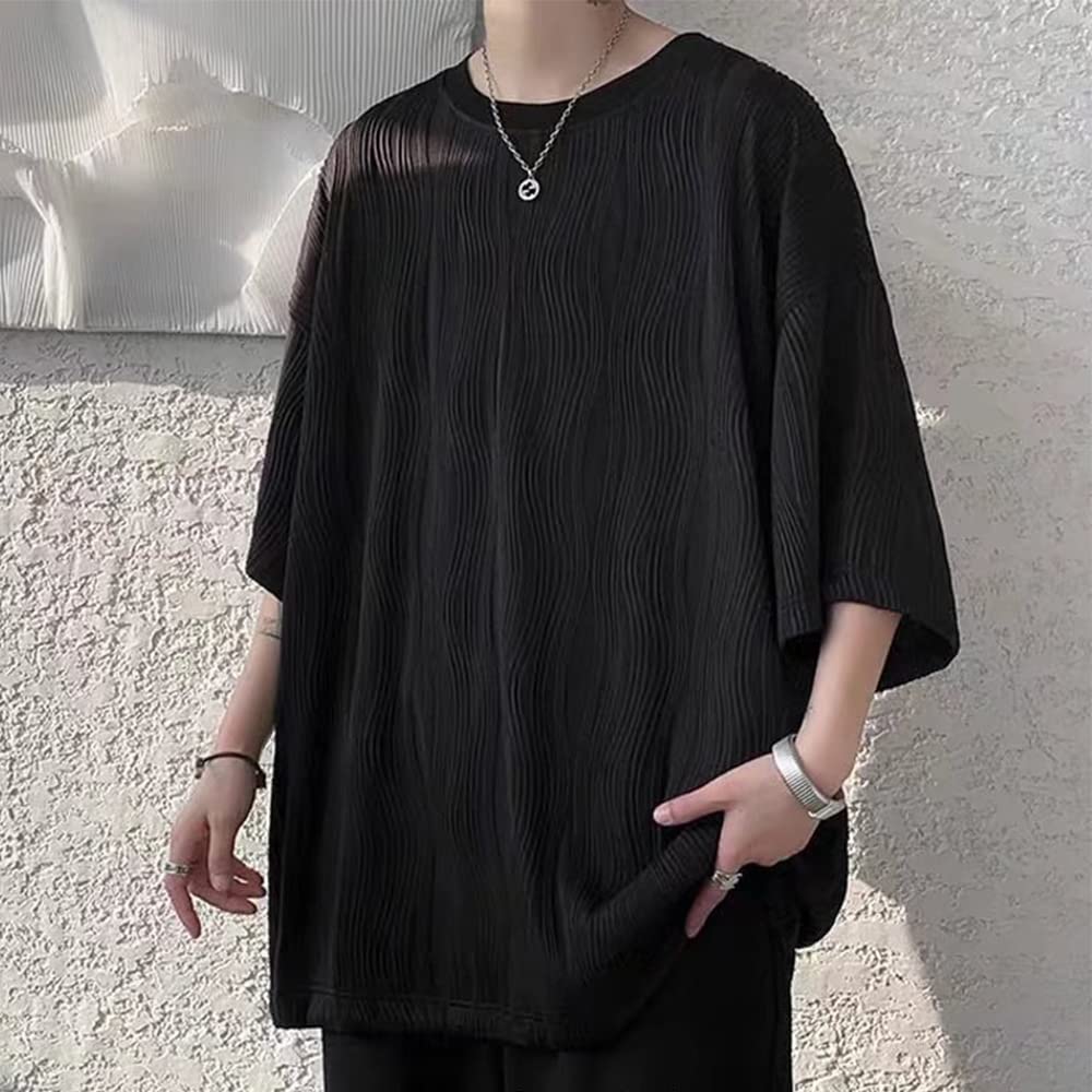Summer Short Loose Large Big Round Soft to the [foveitaa] Clothes, Men's T-Shirt, Sleeve, Fit, Size, T, 5/8 Sleeve, Cool, Plain, Popular, Casual,
